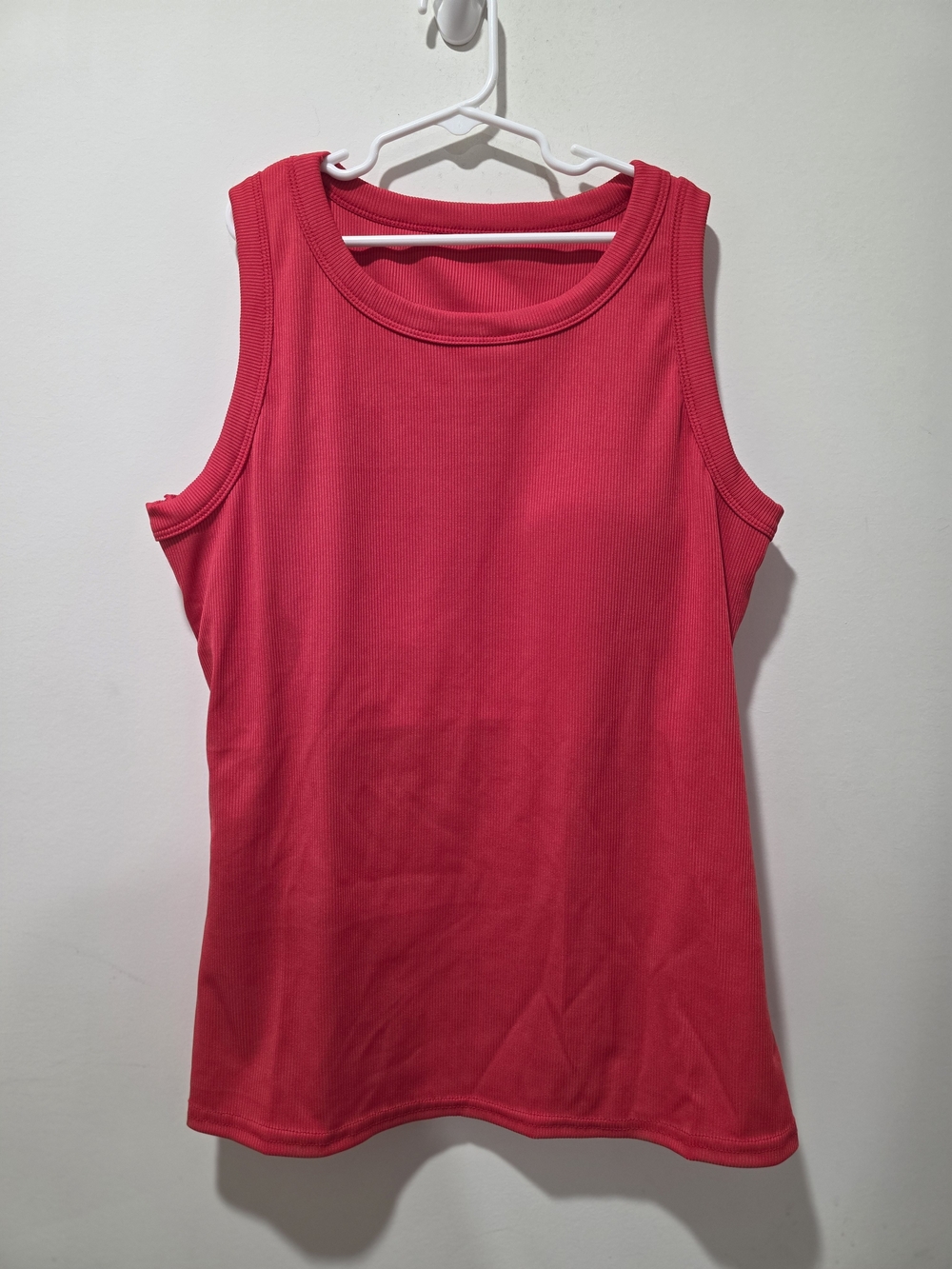 Sleeveless Ribbed Tank Top in Bright Red With Built In Bra
